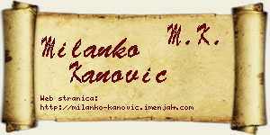Milanko Kanović vizit kartica
